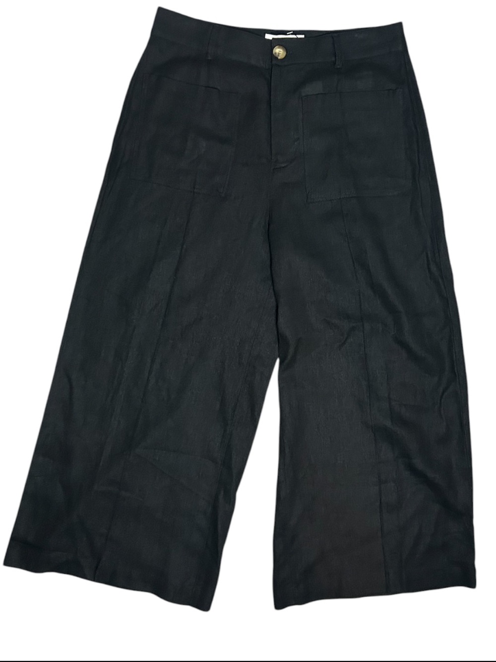 NWT Zara 100% Linen Wide Leg Culottes Pants Size L - Picture 5 of 8